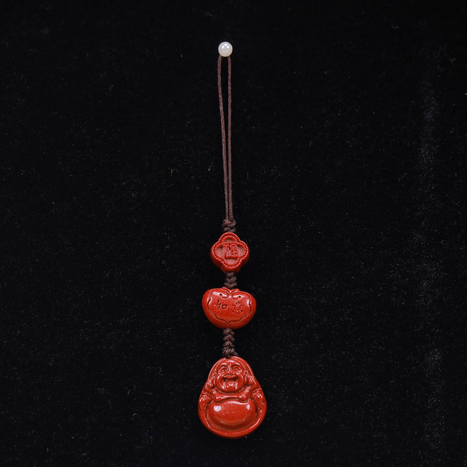 An Exquisite Cinnabar Statue of Maitreya Buddha Pendant (1 of 4)