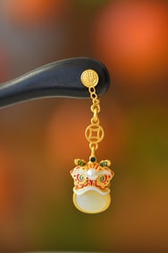 An Exquisite Sterling Silver-Gold Plated Inlaid White Jade Enamel Ebony Hairpin