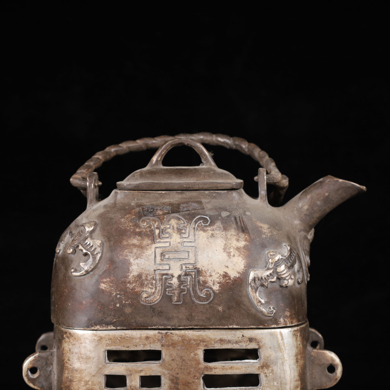 An Exquisite Silver Bats Pattern Censer - 2