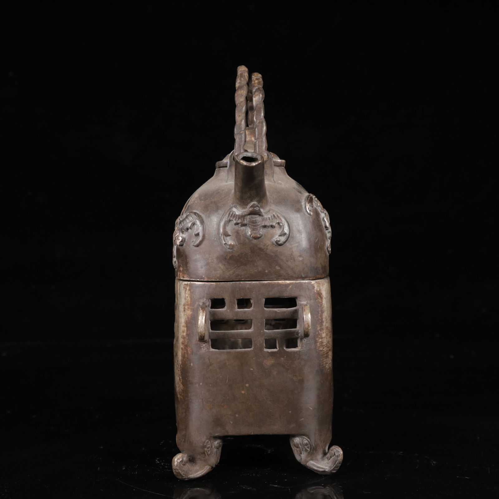 An Exquisite Silver Bats Pattern Censer - 5