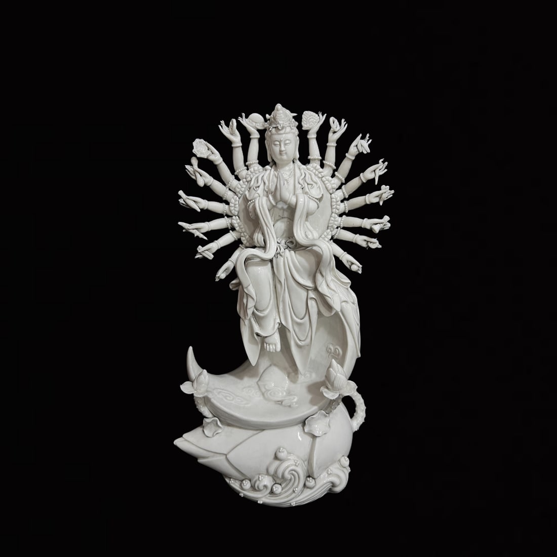 A Solemn Blance-De-Chine Statue of Thousand-Hand Avalokitesvara (1 of 8)