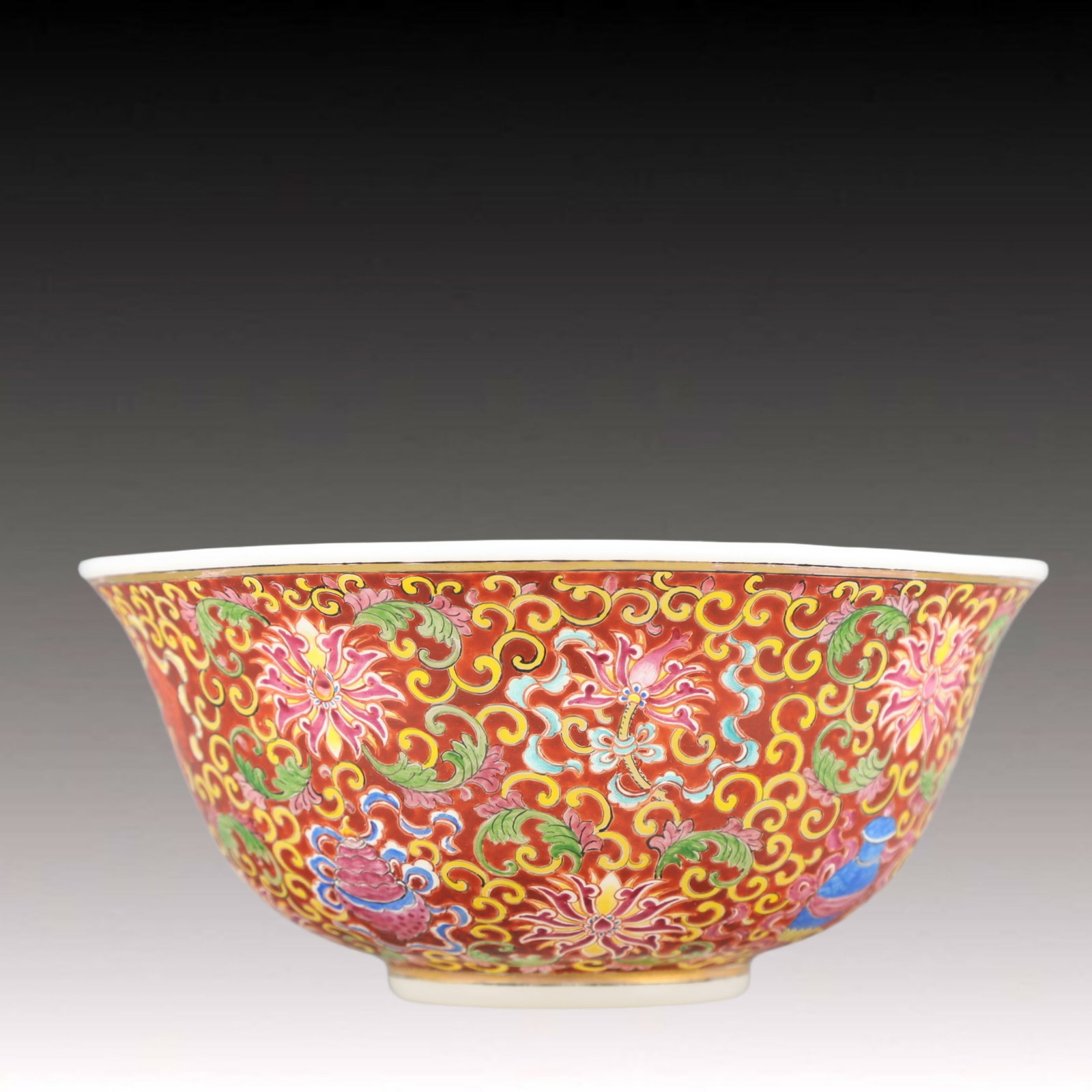 A Precious Coloured glaze Enamel Lotus Pattern Bowl (1 of 8)