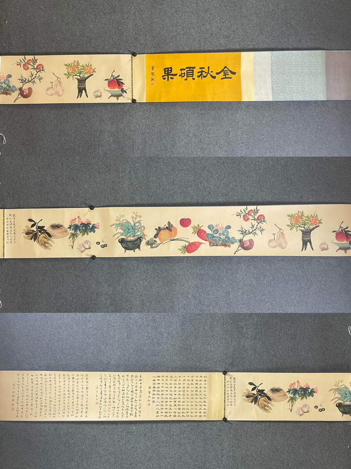 A Chinese Hand Scroll Ink Painting of Flower on Paper (1 of 9)