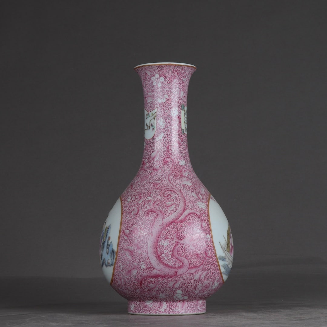 An Exquisite Ruby Red-Glazed Character and Story Pattern Vase - 2