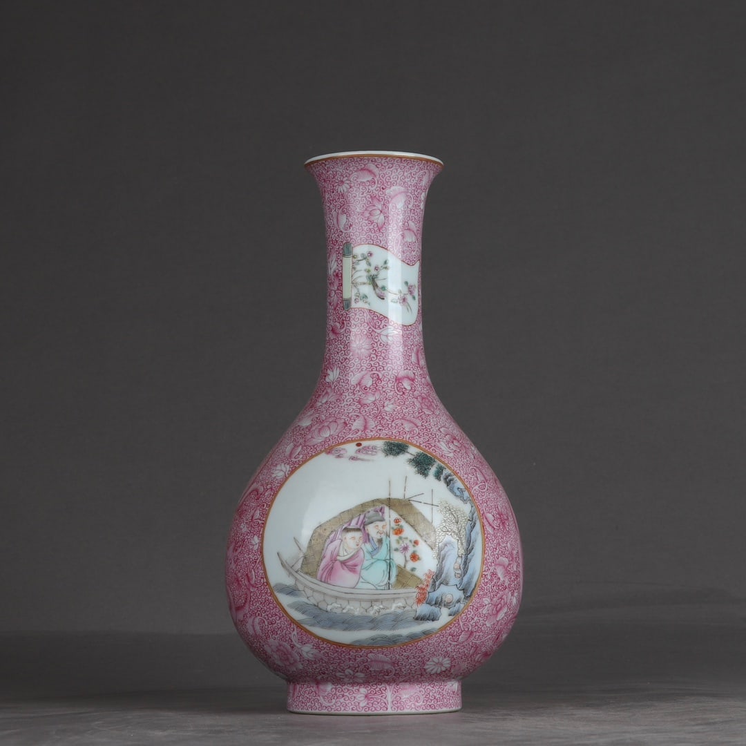 An Exquisite Ruby Red-Glazed Character and Story Pattern Vase - 3