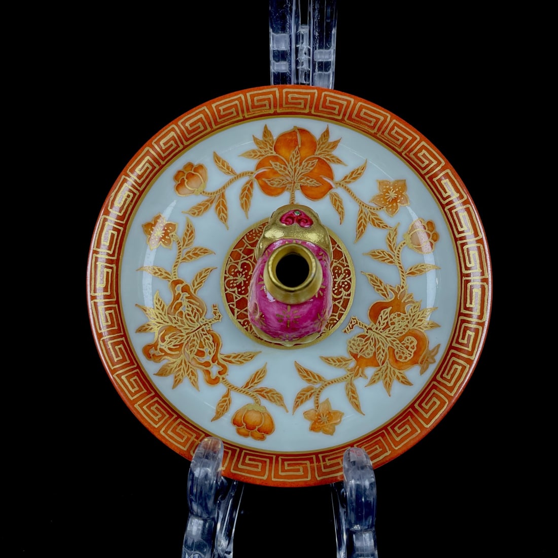 An Exquisite Iron-Red Gilt Flower and Fruit Pattern Candlestick (1 of 8)