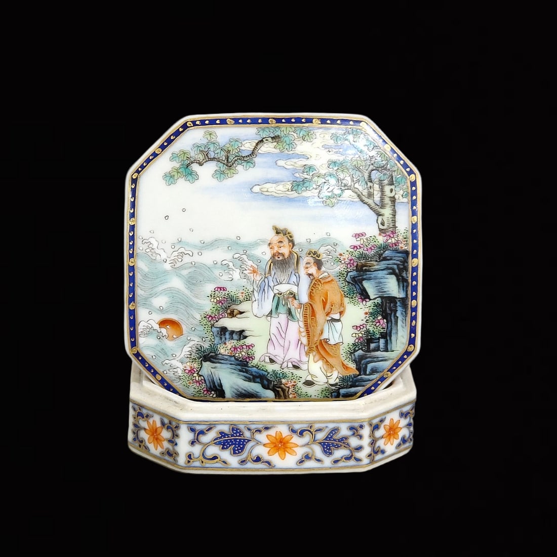 An Exquisite Enamel Figure and Story Pattern Box (1 of 8)