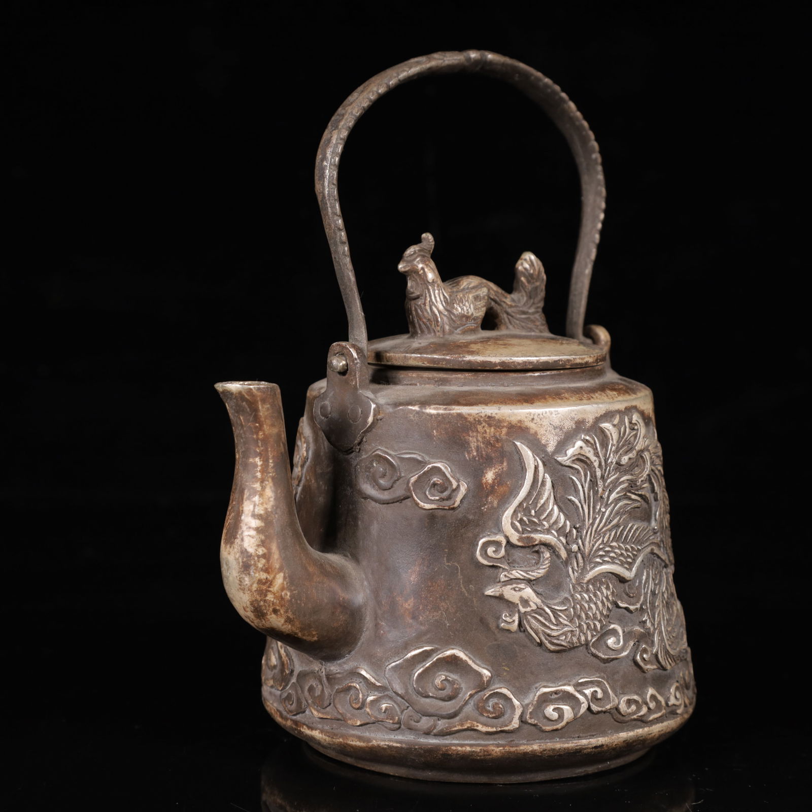 An Exquisite Silver Phoenix Pattern Ewer - 4