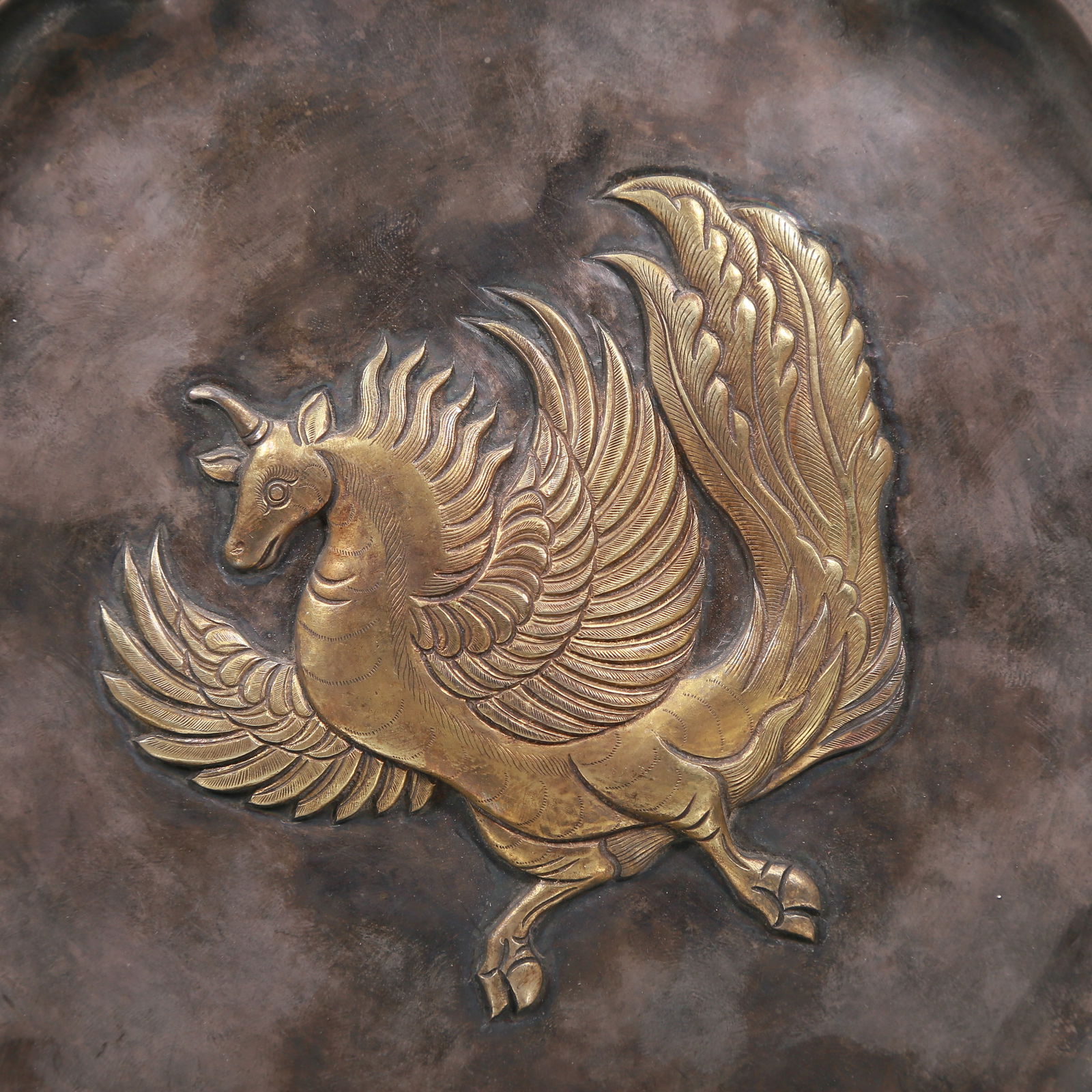 An Exquisite Silver Gilt Auspicious Beast Pattern Plate - 3