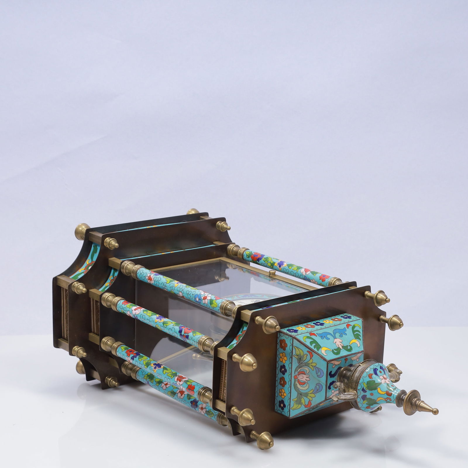 An Exquisite Cloisonne Flower Pattern Table Clock Ornament - 9