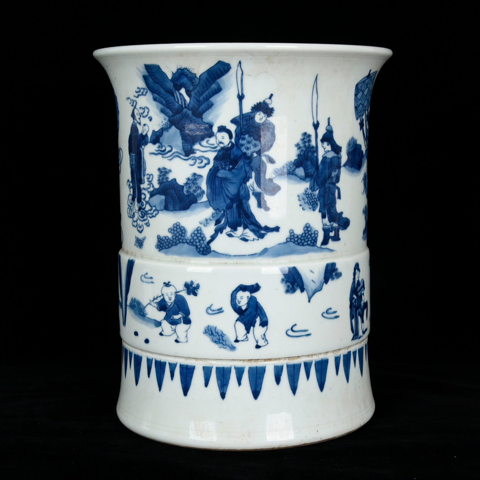 An Exquisite Blue and White Figure and Story Pattern Brush Pot (1 of 9)