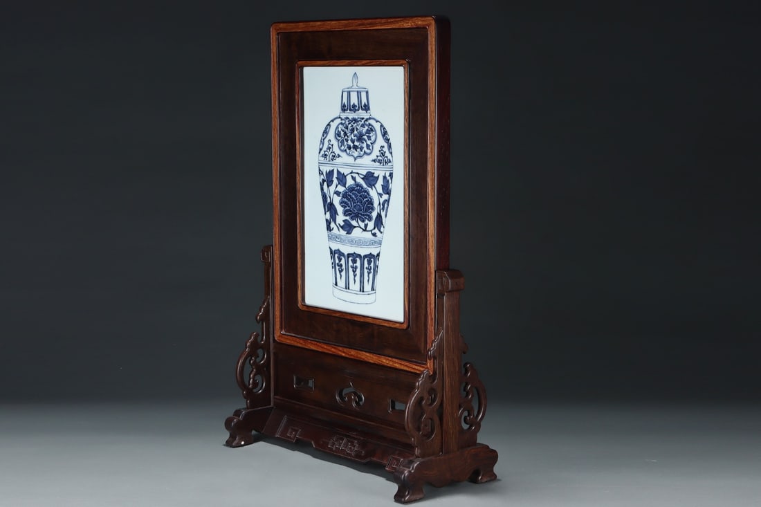 A Huge Blue and White Porcelain Pattern Table Screen - 6