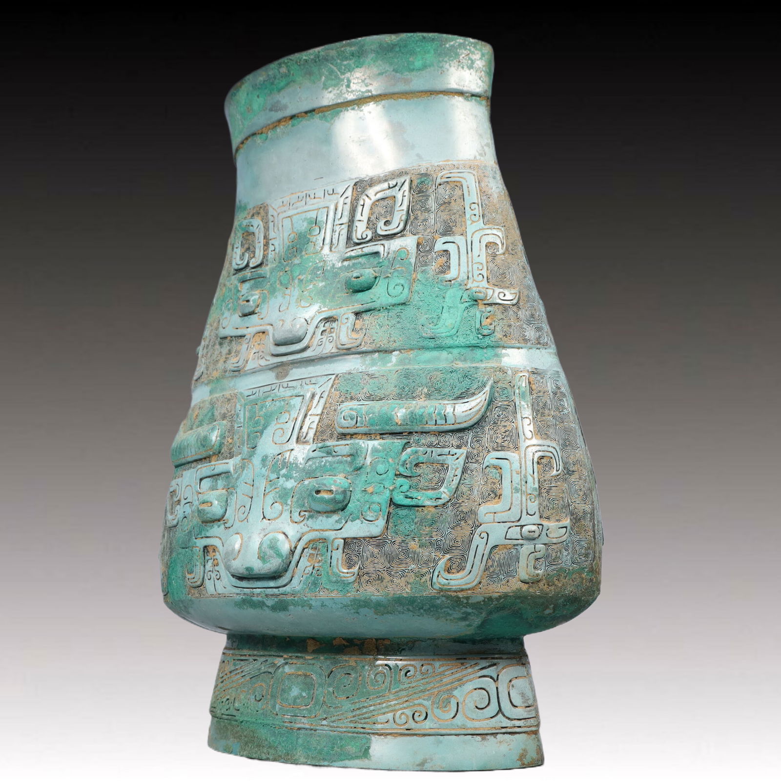 A Rare Bronze Beast-Face Pattern Vase - 4