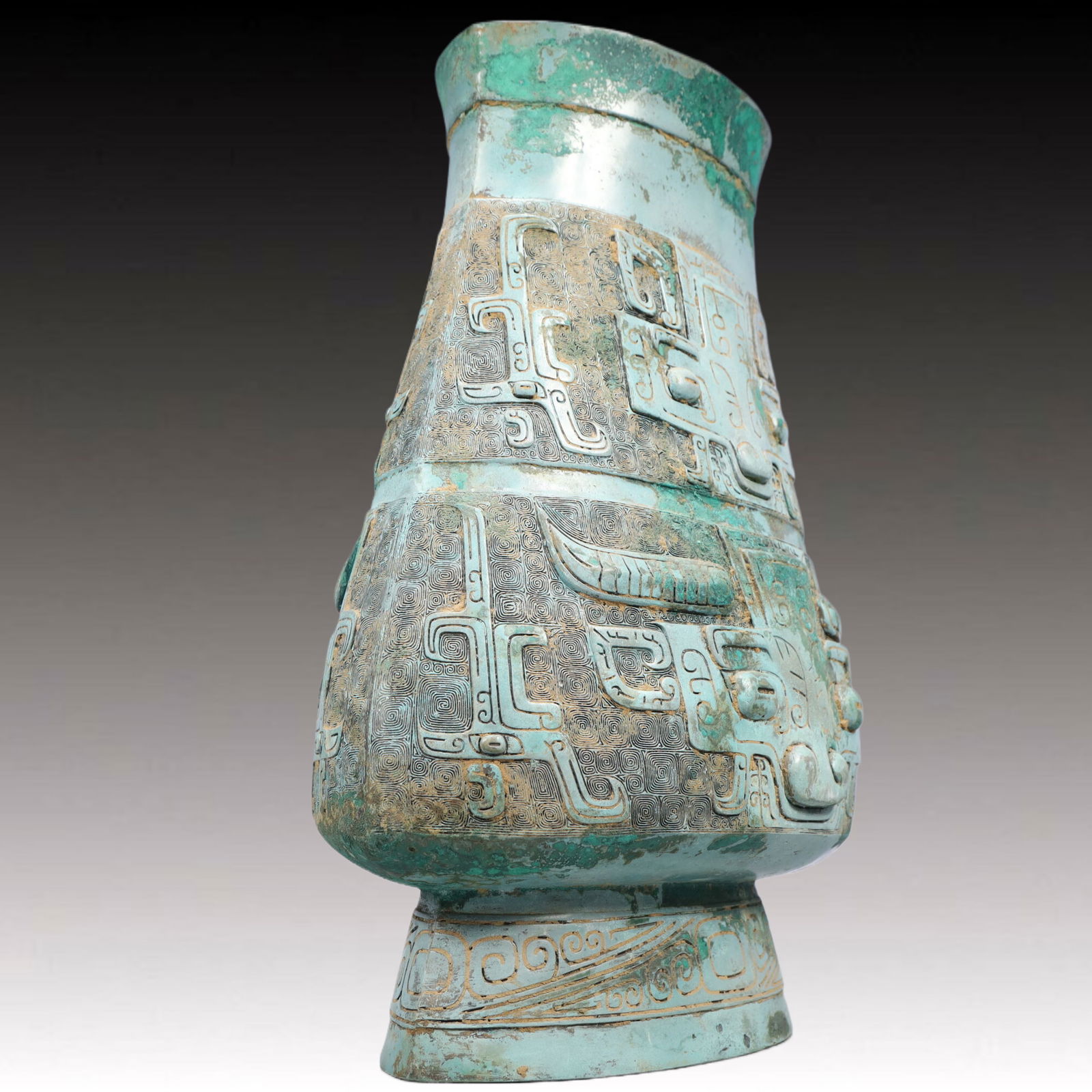 A Rare Bronze Beast-Face Pattern Vase - 5