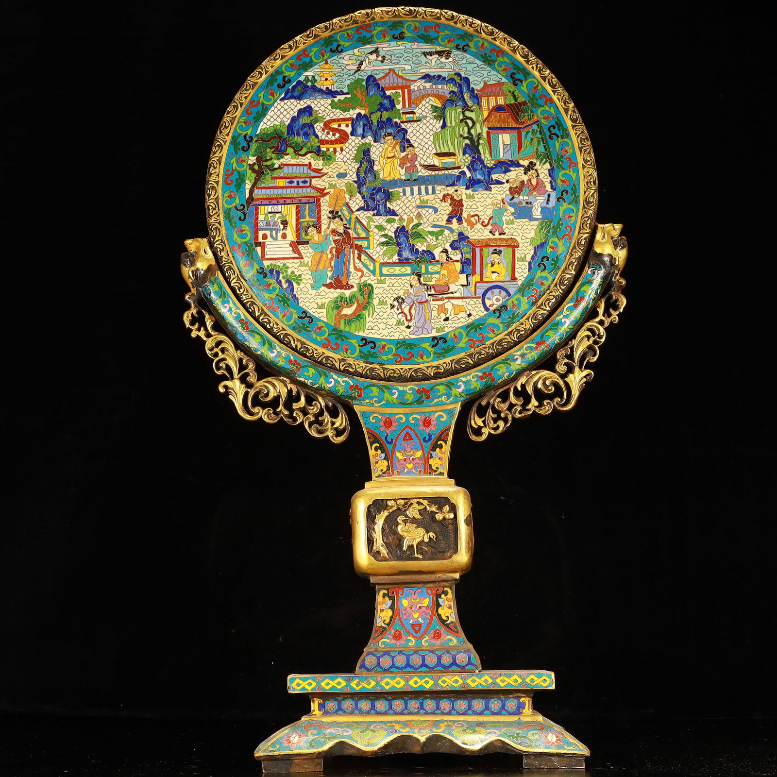 A Huge Cloisonne Lotus and Figure Pattern Screen (1 of 10)