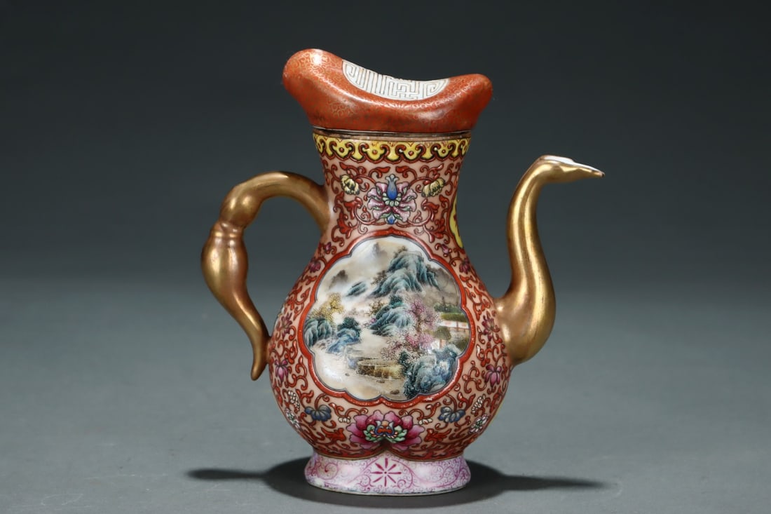 An Exquisite Enamel Landscape Pattern Ewer - 3
