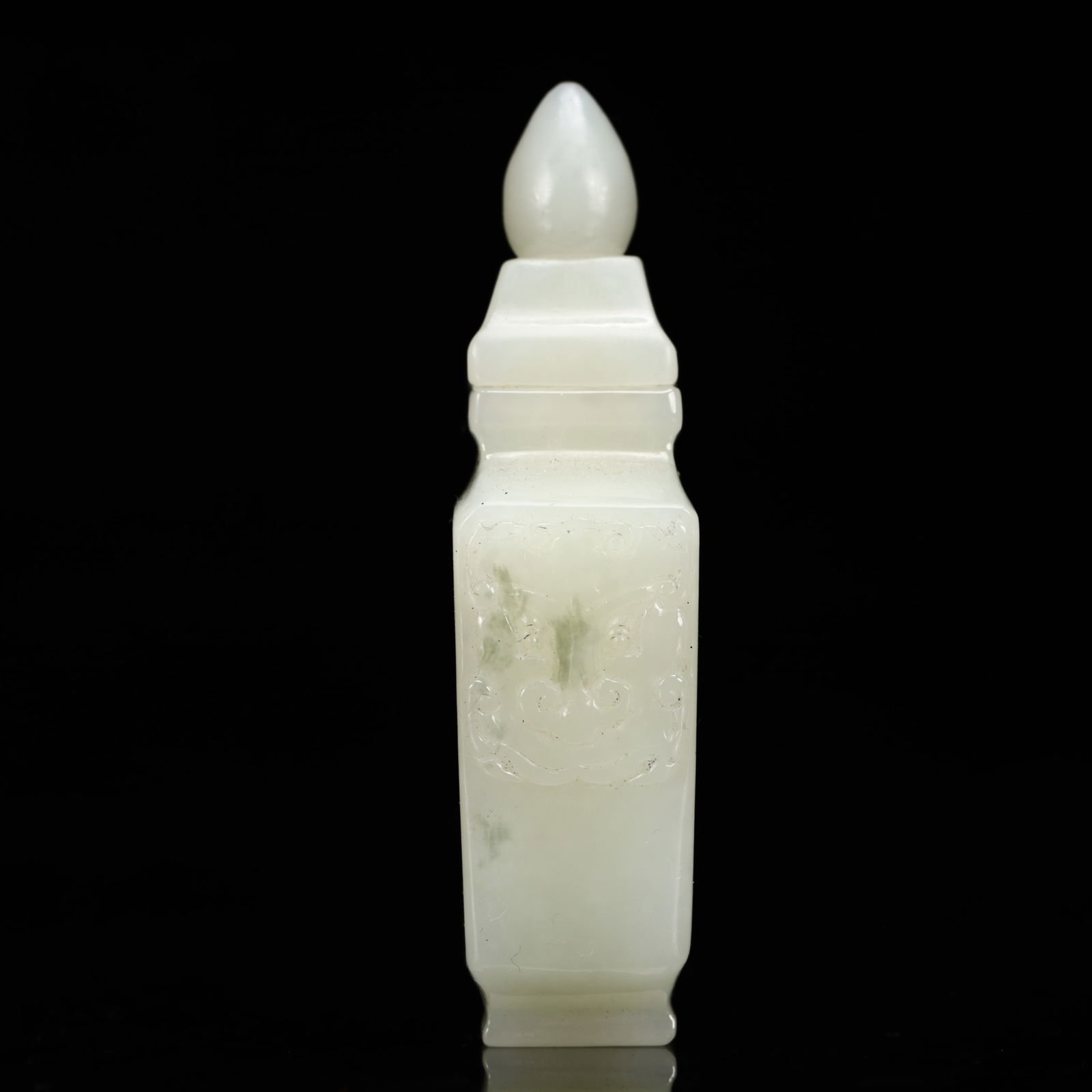 An Exquisite White Jade Beast-Face Pattern Snuff Bottle - 6