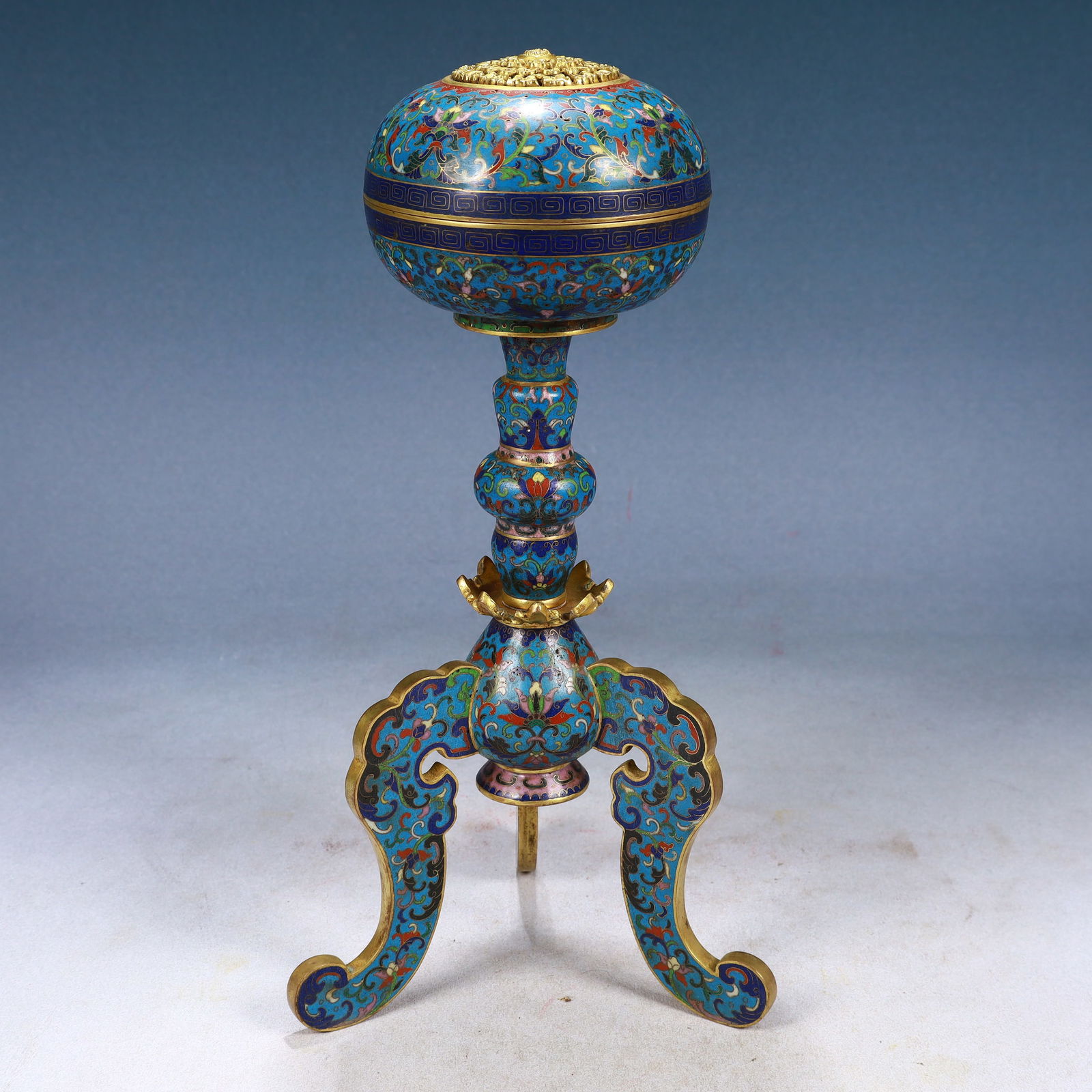A Rare Cloisonne Lotus Pattern Tripod Censer (1 of 9)