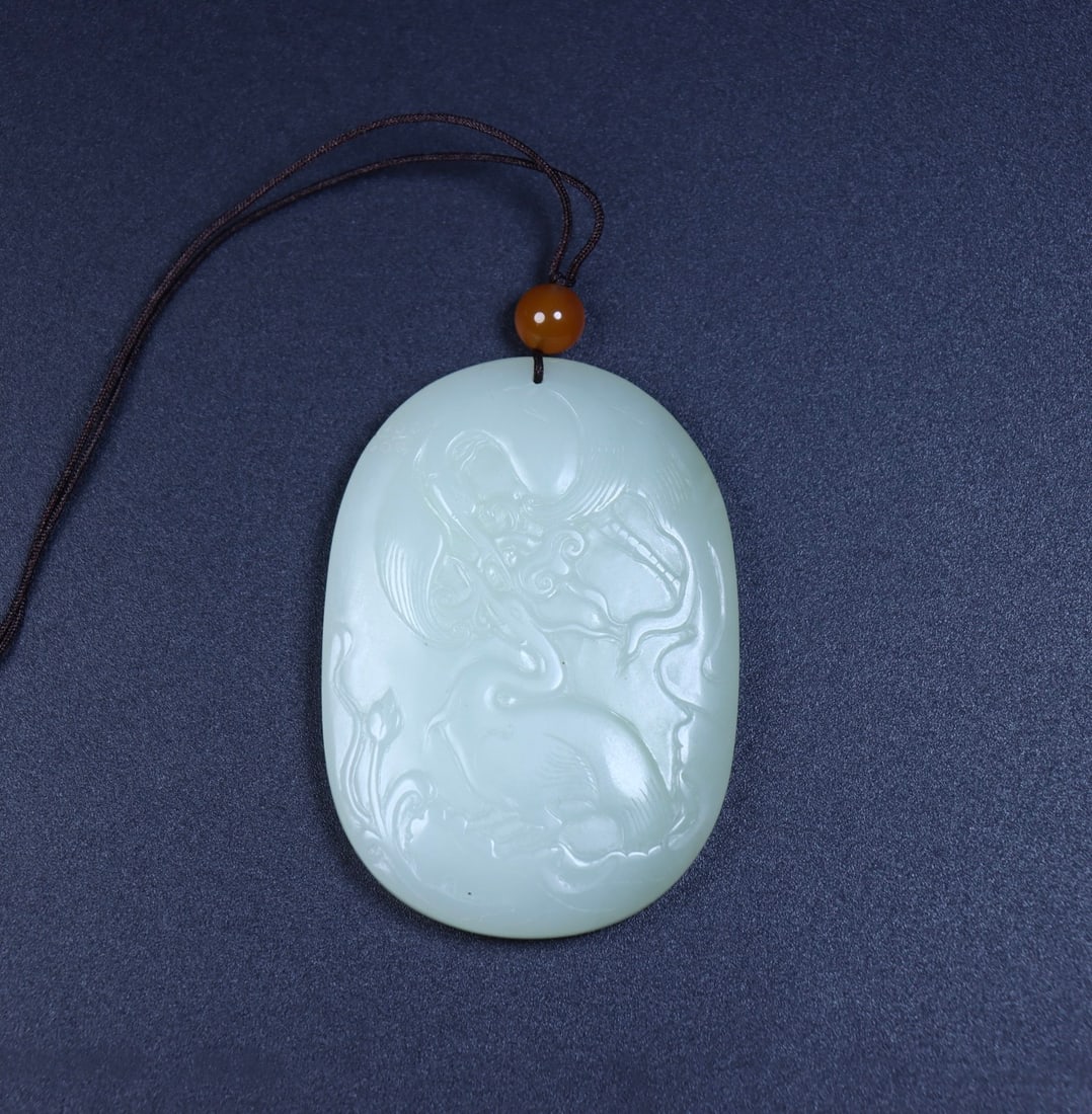 An Exquisite White Jade Crane Pattern Pendant - 5