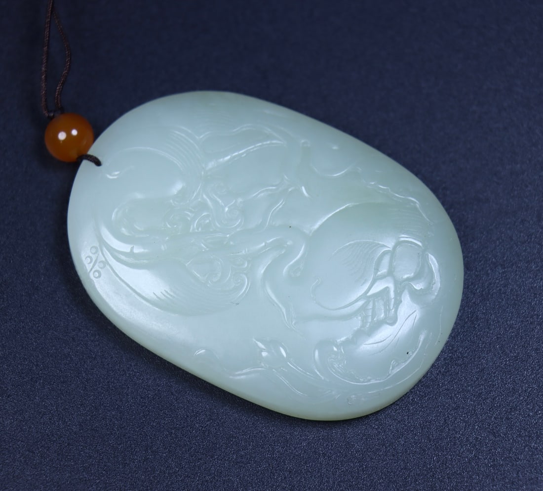 An Exquisite White Jade Crane Pattern Pendant - 7