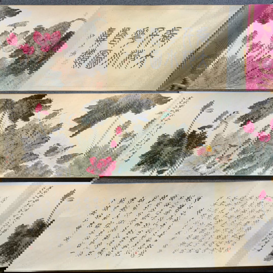 A Chinese Hand Scroll Ink Painting of Flower and Bird on Paper (1 of 8)