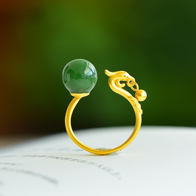 An Exquisite Sterling Silver-Gold Plated Inlaid Jasper Ring (1 of 5)