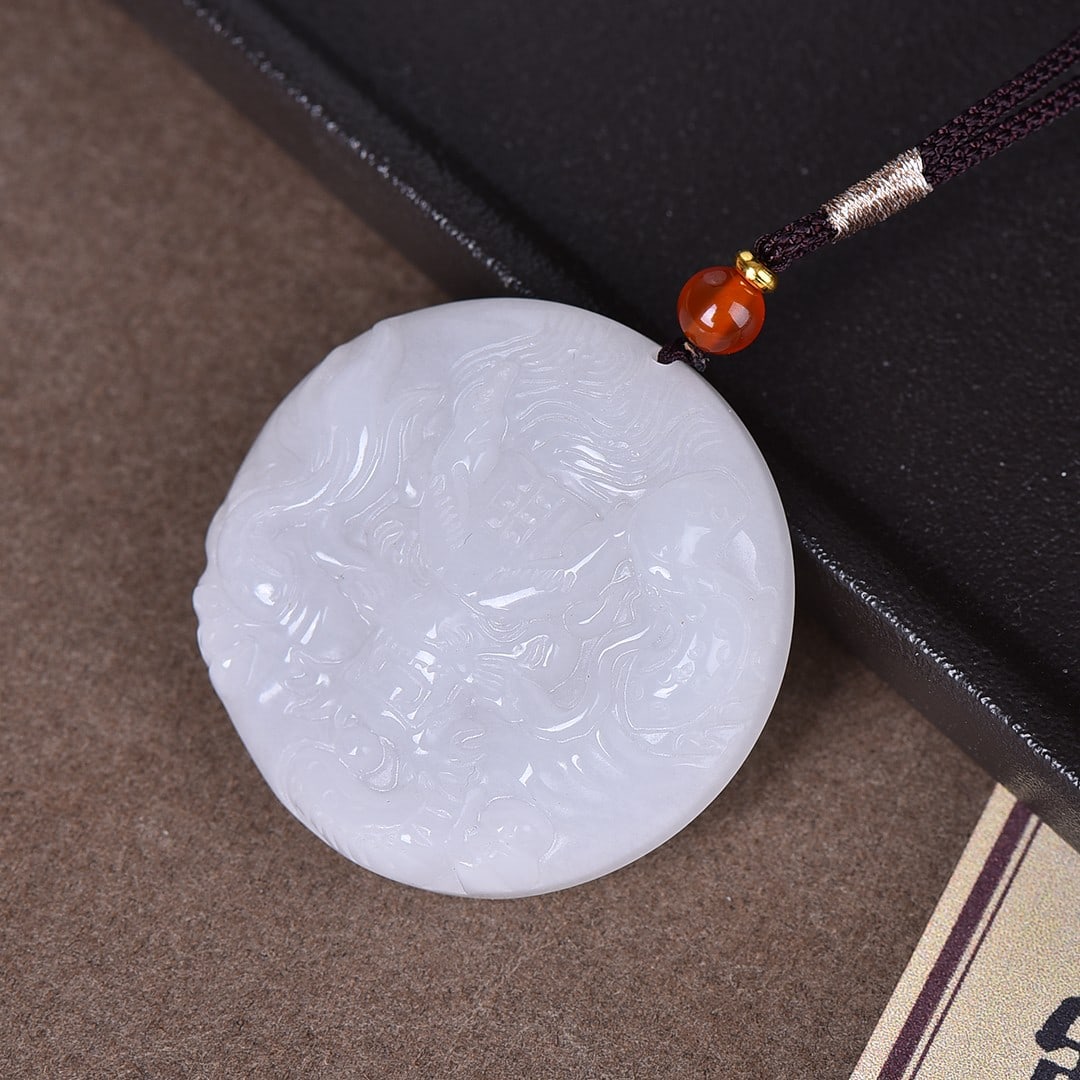 An Exquisite White Jade Dragon Pattern Pendant - 3