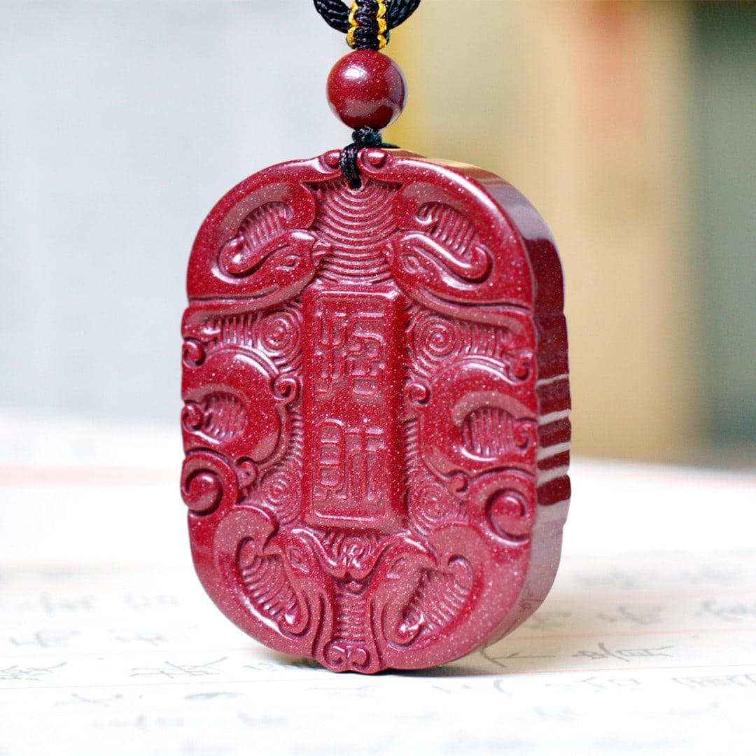 An Exquisite Cinnabar Phoenix Pattern Pendant - 2