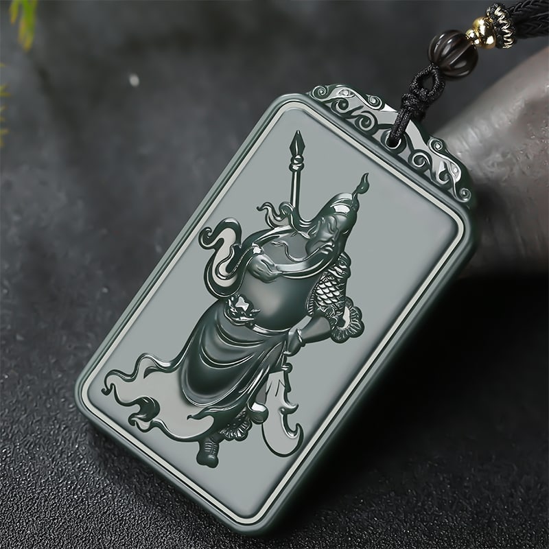 An Exquisite Cyan jade Statue of Guangong Pendant: An Exquisite Cyan jade Statue of Guangong Pendant 青玉关公像挂件