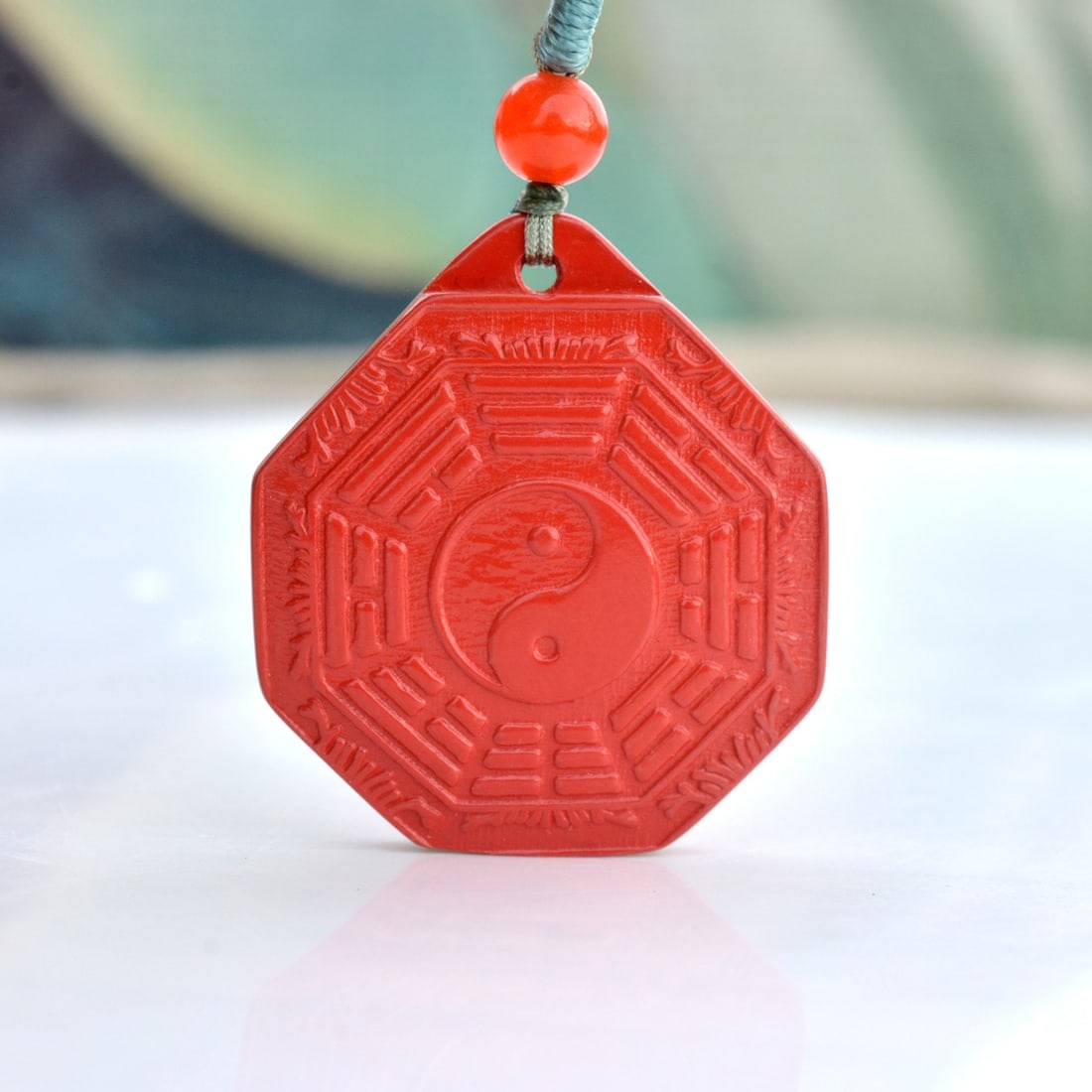 An Exquisite Cinnabar Trigram Pattern Pendant - 3