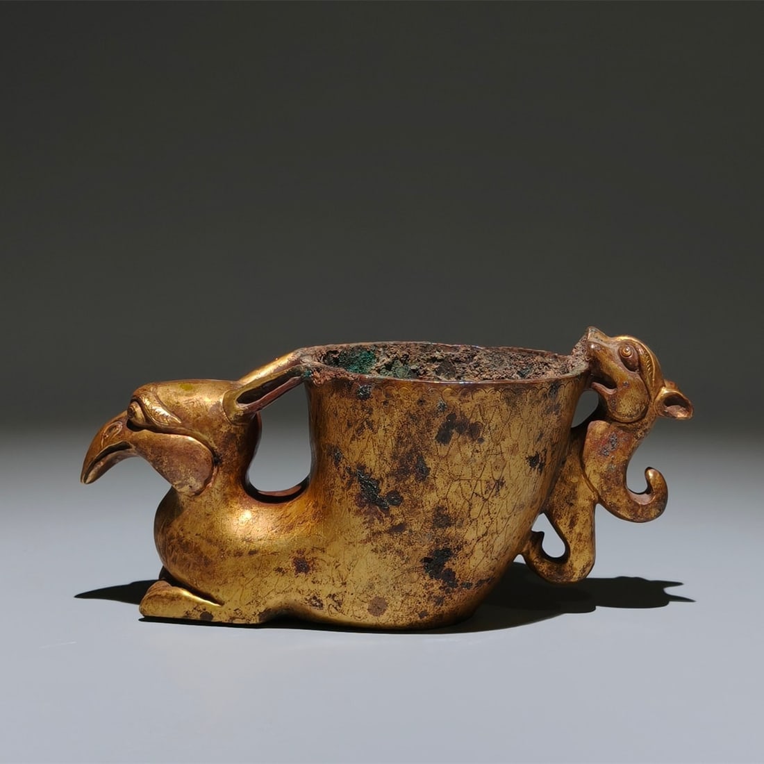 An Exquisite Gilt Bronze Dragon and Phoenix Pattern Cup (1 of 9)