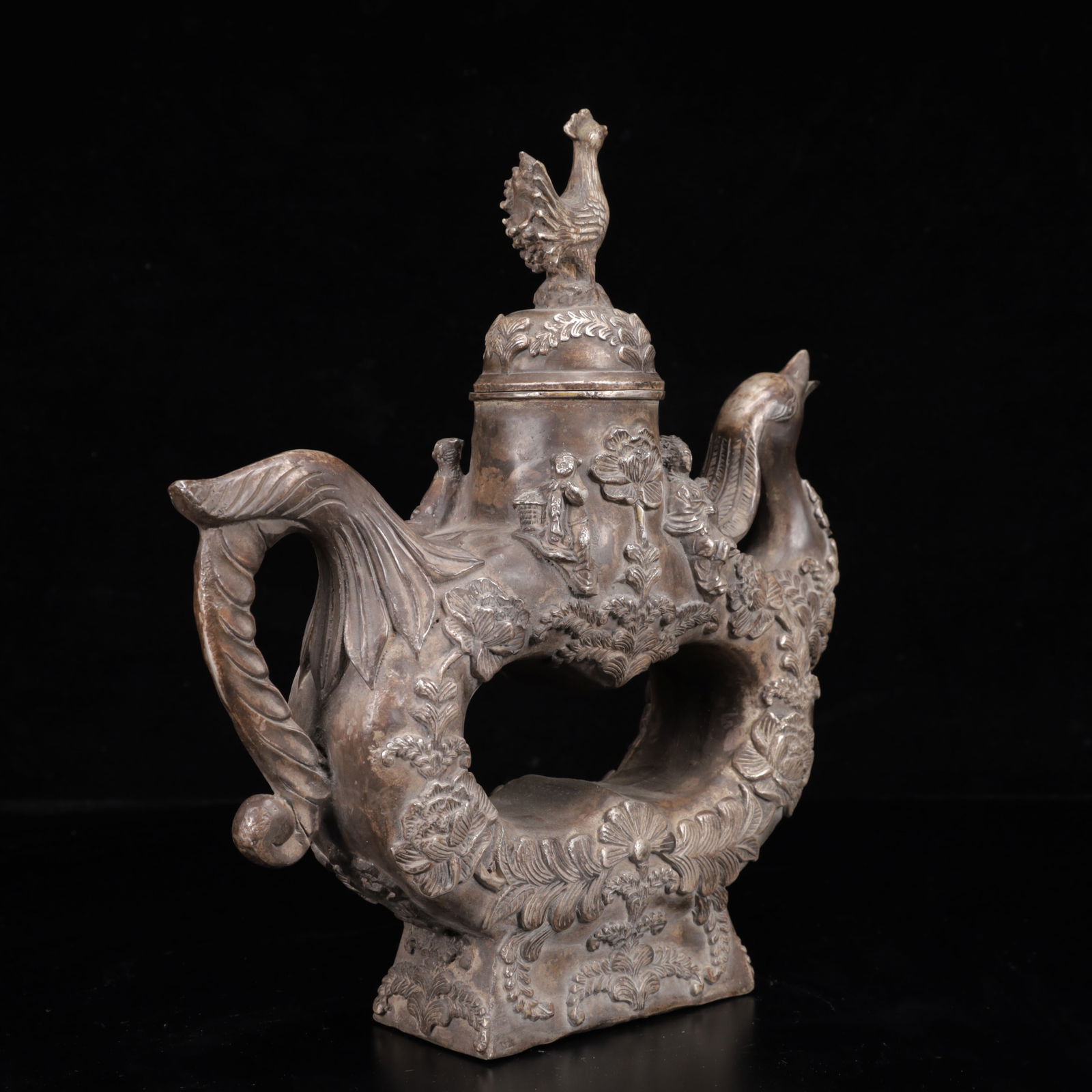 An Exquisite Silver Flower Pattern Phoenix Ornament - 11