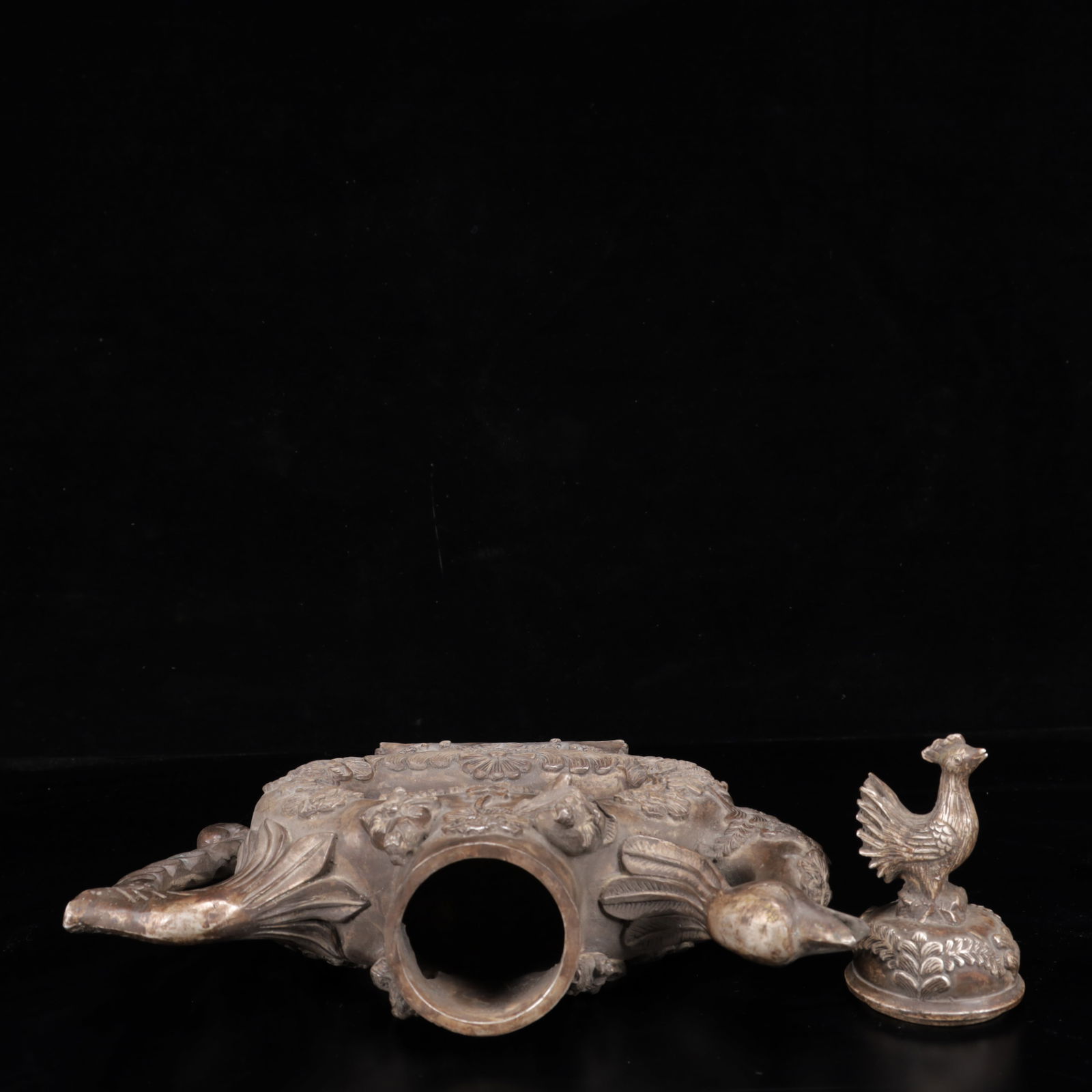 An Exquisite Silver Flower Pattern Phoenix Ornament - 12