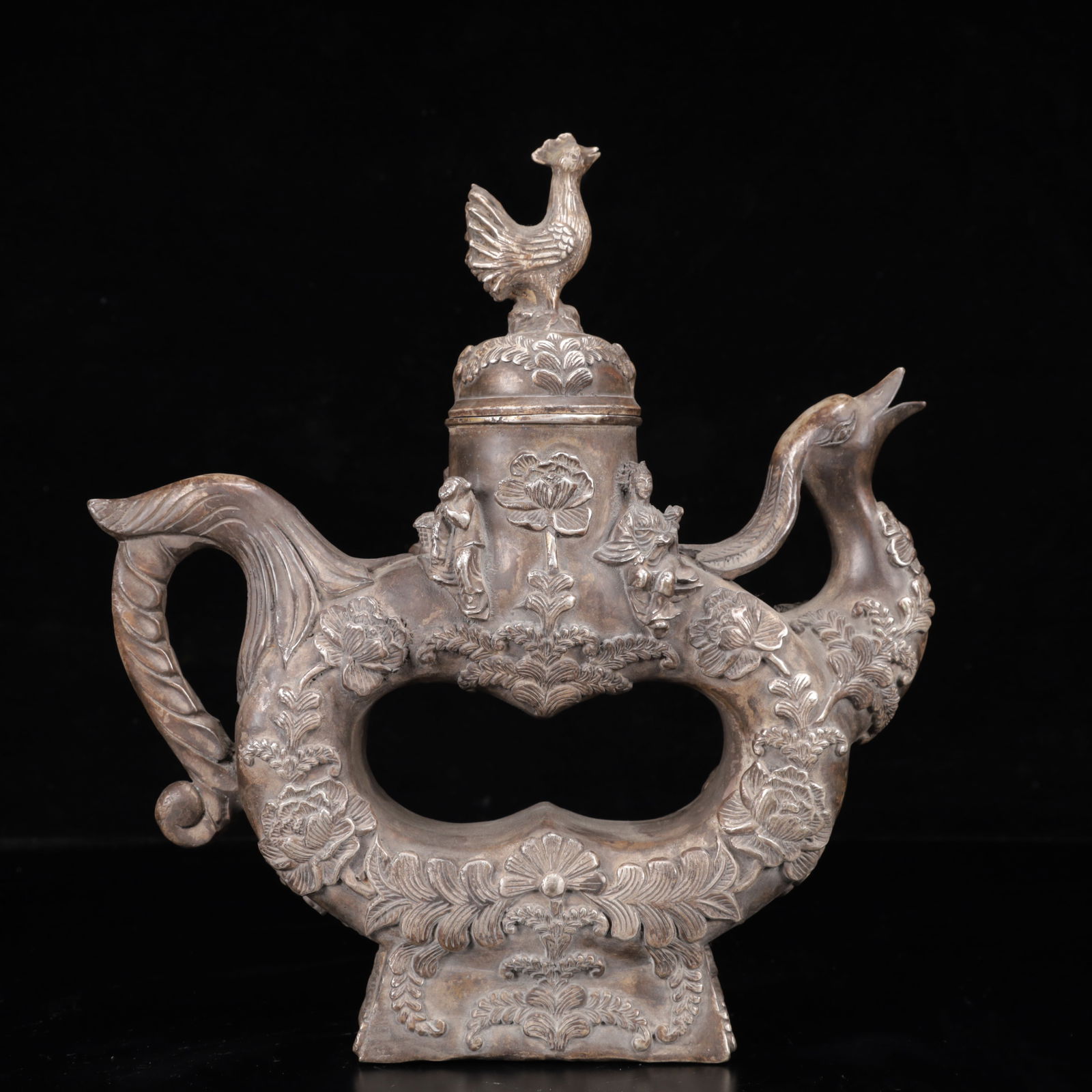 An Exquisite Silver Flower Pattern Phoenix Ornament - 8