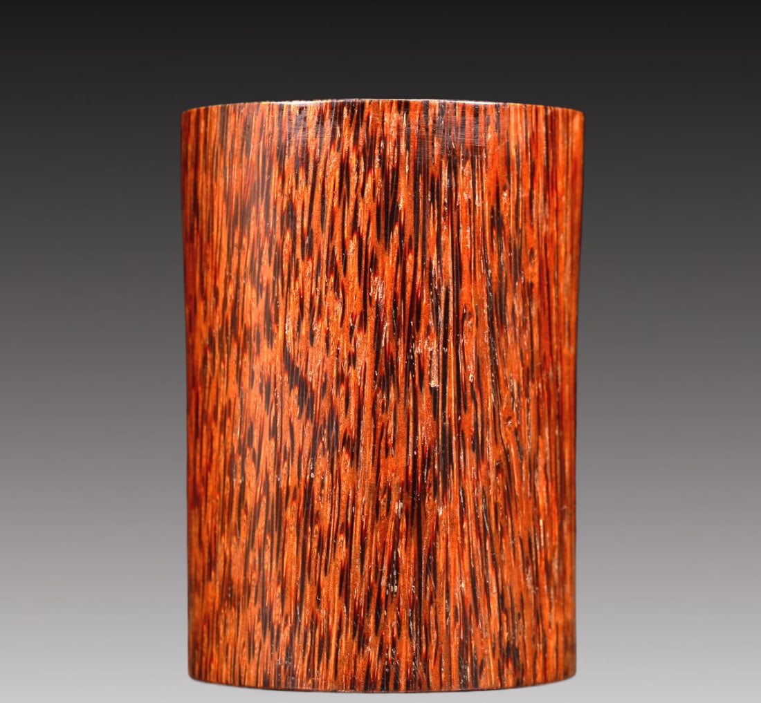 A Brown Wood Brush Pot (1 of 7)