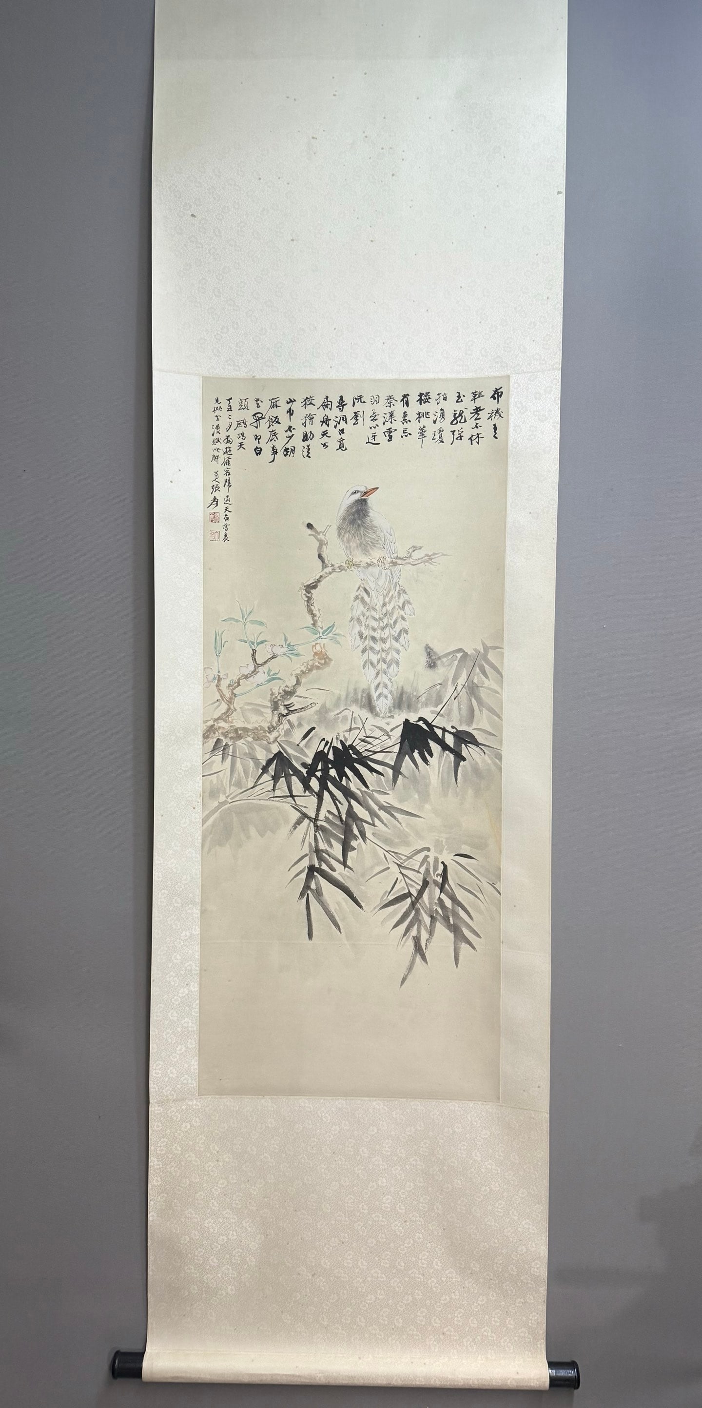 A Chinese Vertical Scroll Ink Painting of Flower and Bird on Paper,Zhang Daqian (1 of 8)
