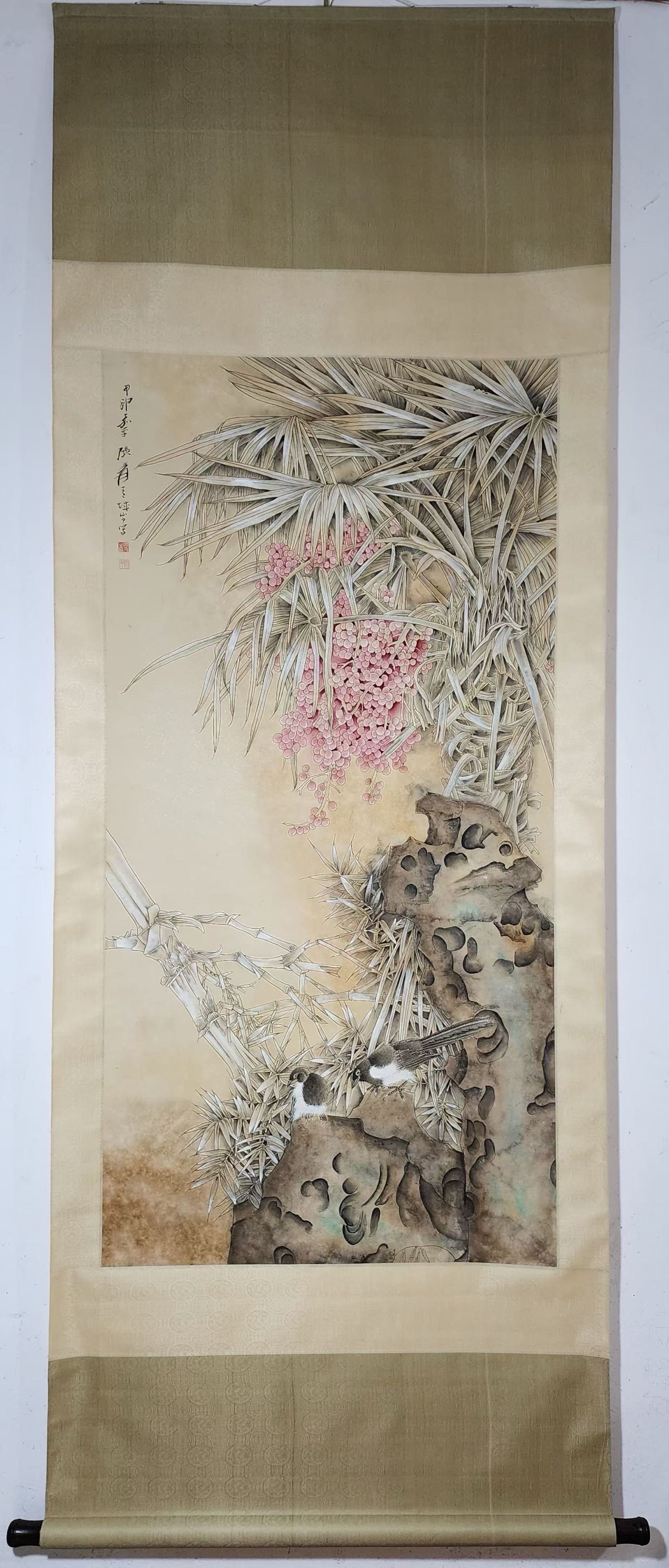 A Chinese Vertical Scroll Ink Painting of Flower and Bird on Paper,Zhang Daqian (1 of 9)