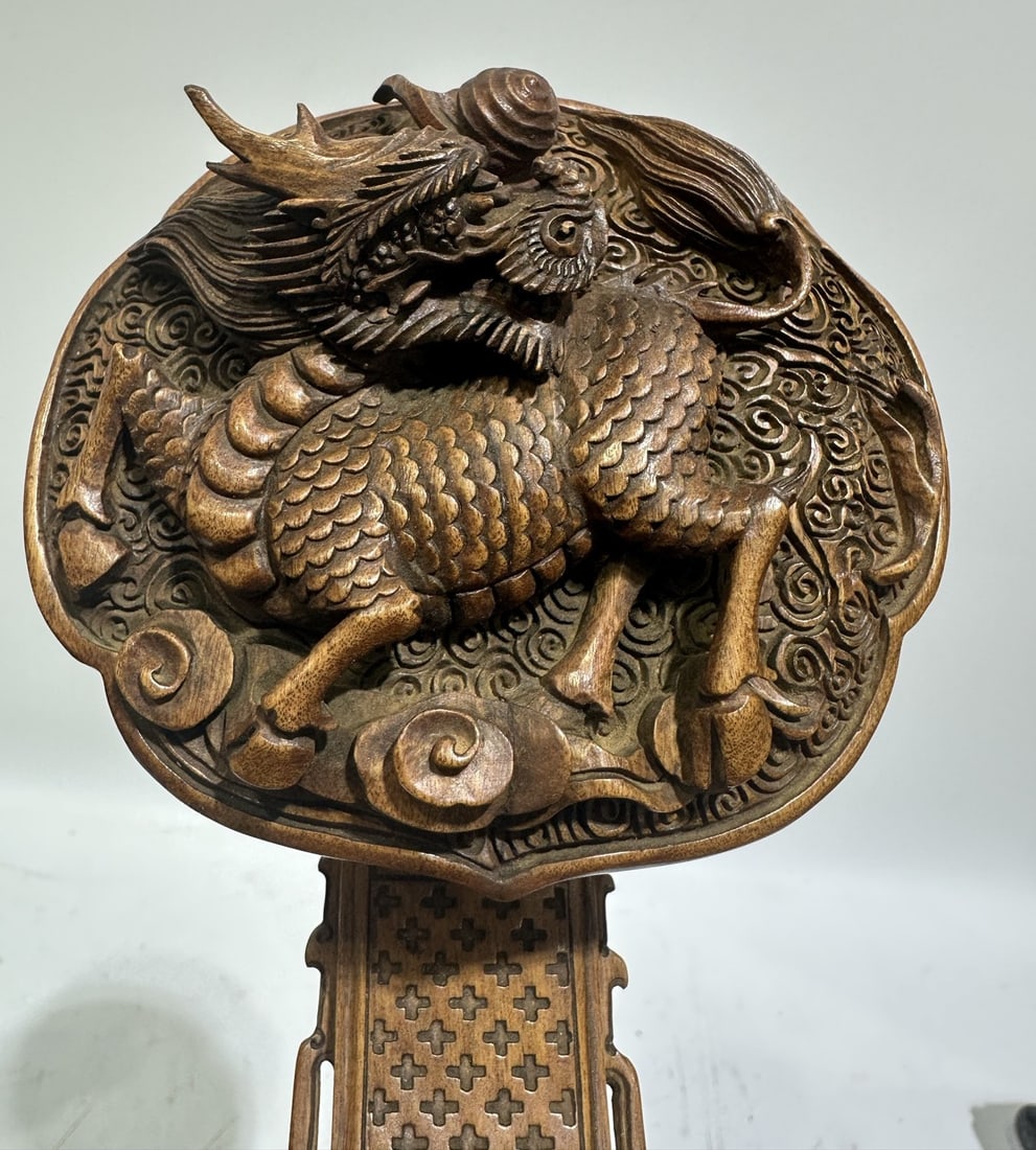 A Huge Boxwood Auspicious Beast Pattern Ruyi - 8