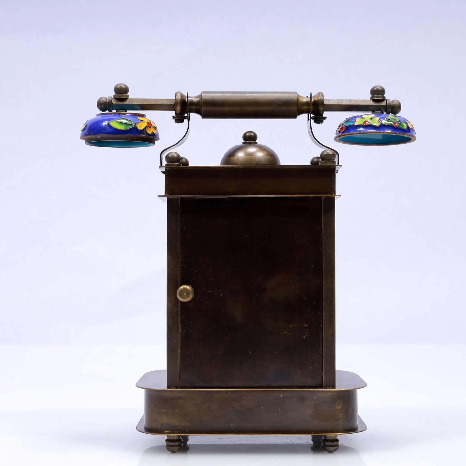 An Exquisite Cloisonne Flower Pattern Table Clock Ornament - 6