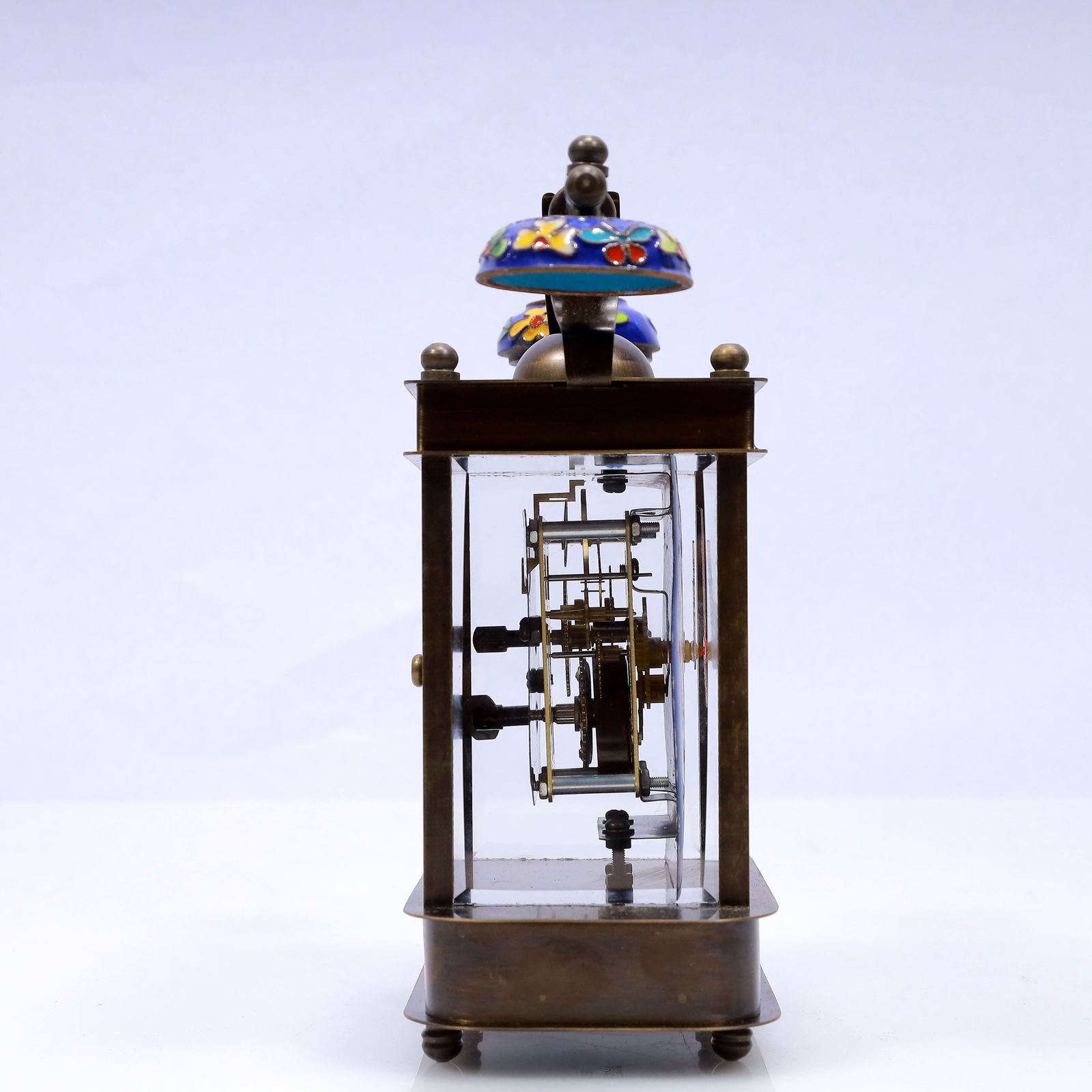 An Exquisite Cloisonne Flower Pattern Table Clock Ornament - 8