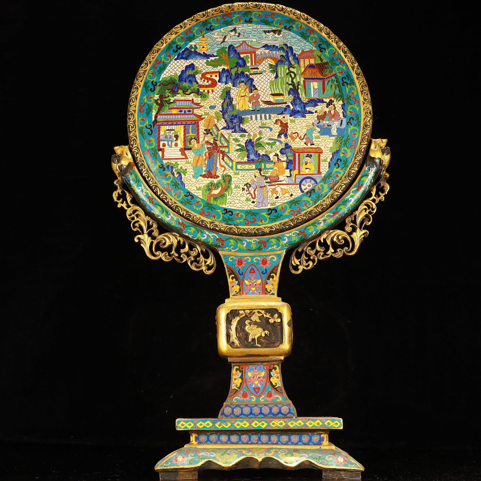 A Huge Cloisonne Lotus and Figure Pattern Screen (1 of 10)