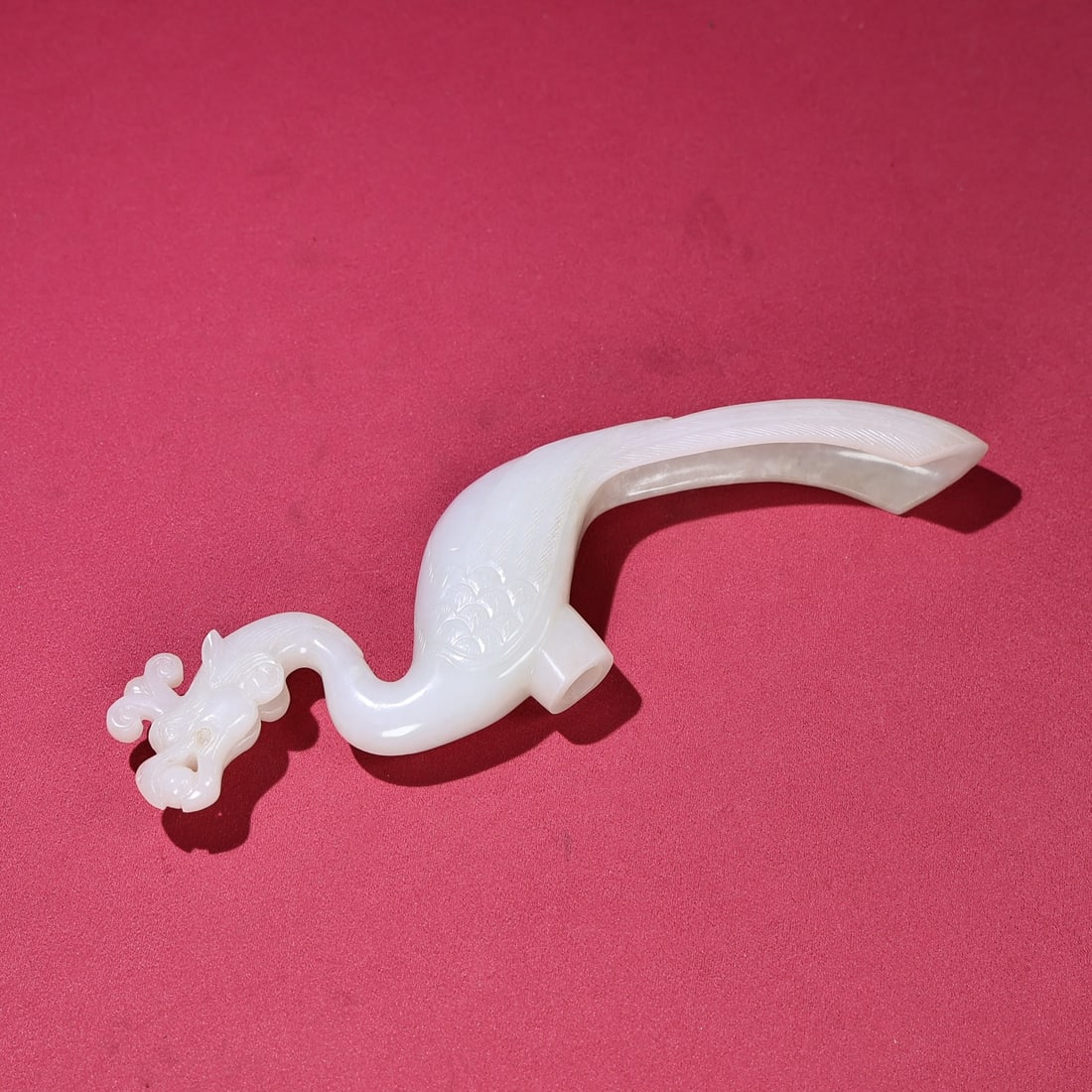 An Exquisite White Jade Phoenix Scepter - 2