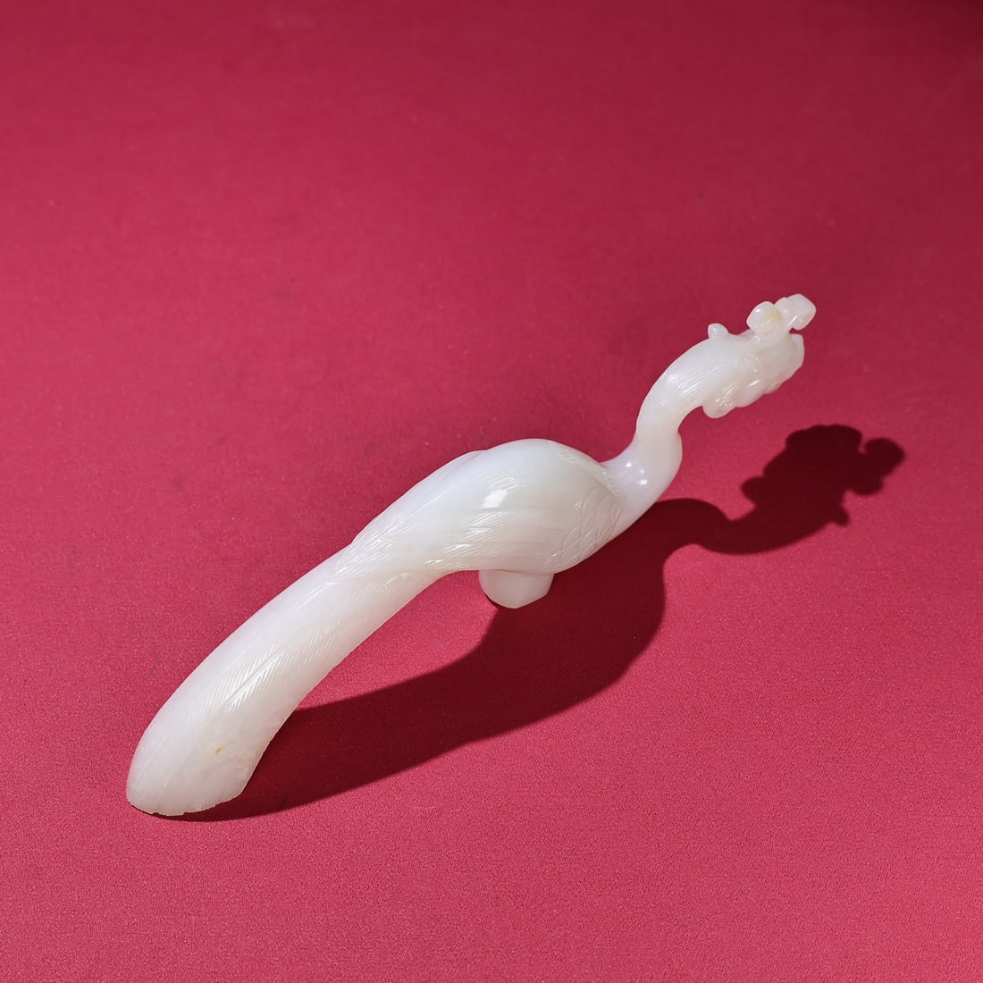 An Exquisite White Jade Phoenix Scepter - 3