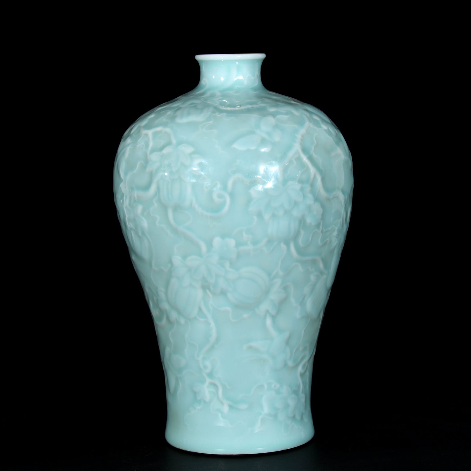 A Rare Celadon Glazed Pumpkin and Butterfly Pattern Vase (1 of 9)