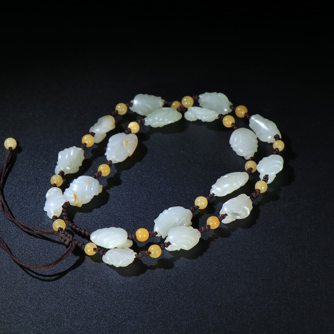 An Exquisite White Jade Arhat Pattern Necklace - 5