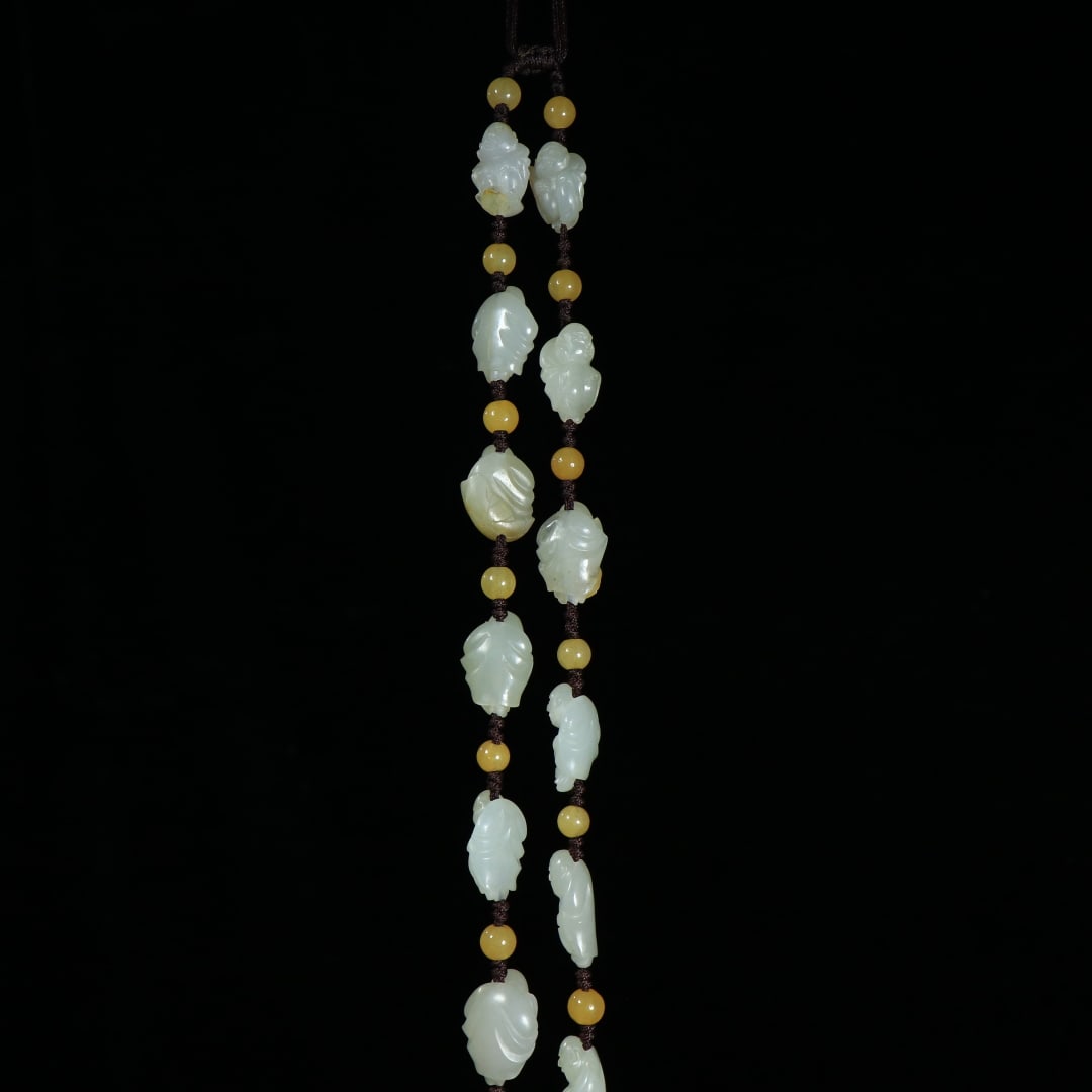 An Exquisite White Jade Arhat Pattern Necklace - 9