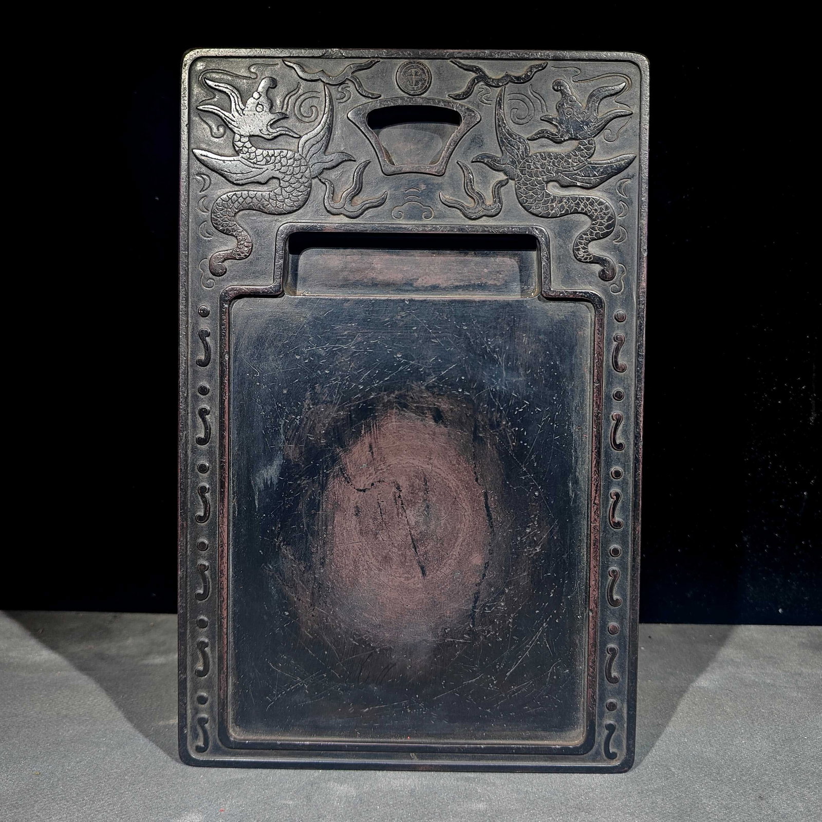 An Exquisite Dragon Pattern Inkstone,With Poem (1 of 9)