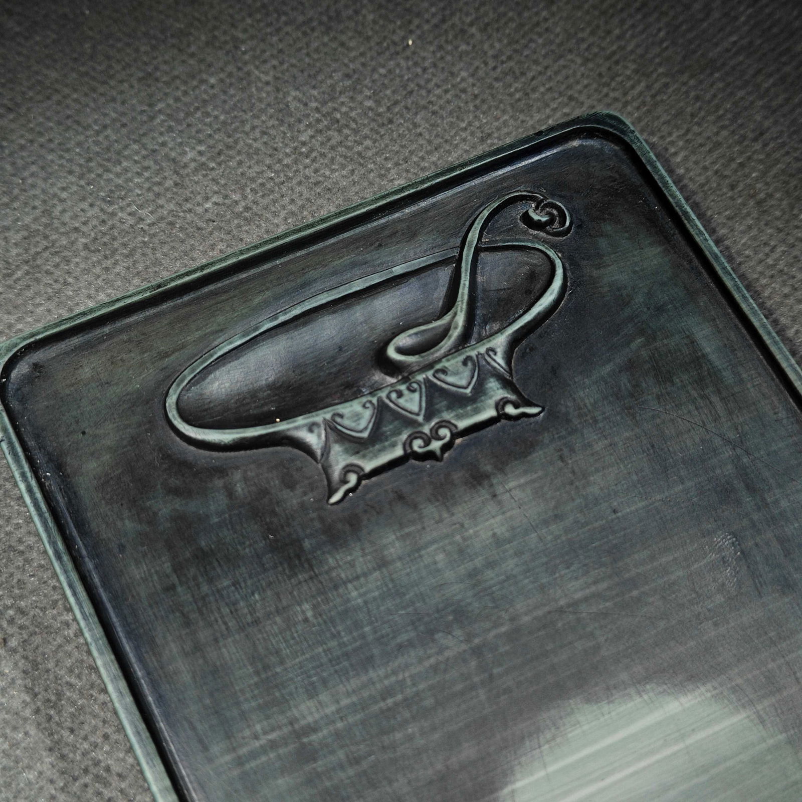 An Exquisite Fish Pattern Inkstone,With Poem - 5