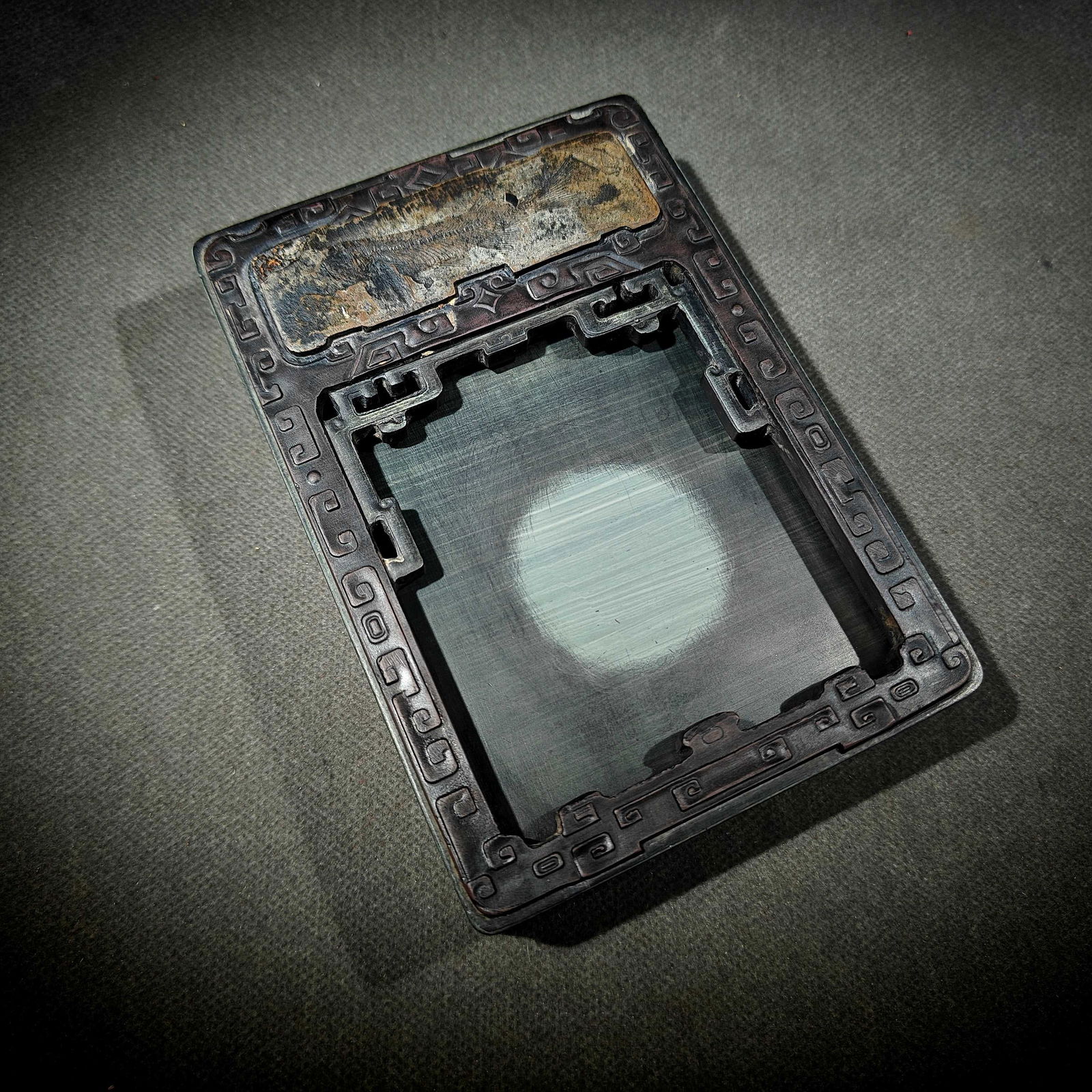 An Exquisite Fish Pattern Inkstone,With Poem - 6