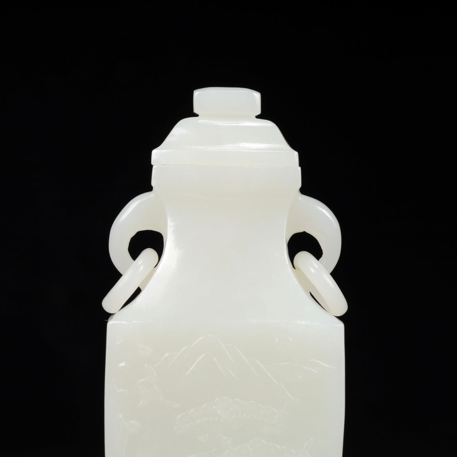 An Exquisite White Jade Landscape Pattern Double-Ears Bottle - 2